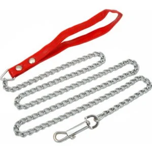 Dog Steel Chain Soft Red Handle