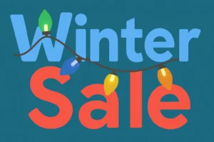 “Winter Sale banner with colorful festive lights showing Wanpy Creamy Treat Chicken discount — original price Rs 600, sale price Rs 540, offer valid till stock lasts or 31 December 2025 at Reem Pet Store Pakistan.”