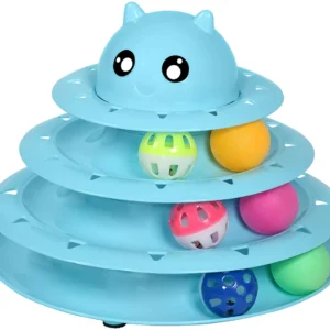 Cat Playing Tower with balls.