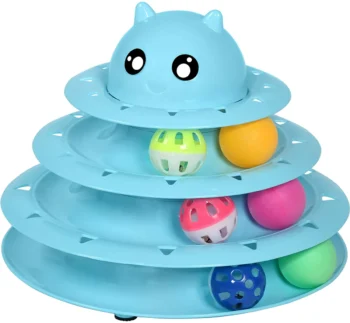 Cat Playing Tower with balls.