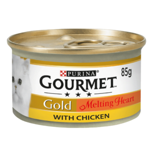 Image reflects gourmet gold melting heart jelly with chicken- Reem Pet Store