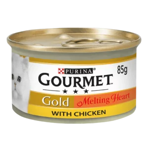 Image reflects gourmet gold melting heart jelly with chicken- Reem Pet Store