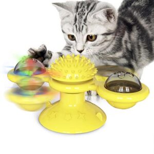 Windmill Cat Toy with Suction Cup and Lights