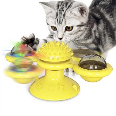 Windmill Cat Toy with Suction Cup and Lights