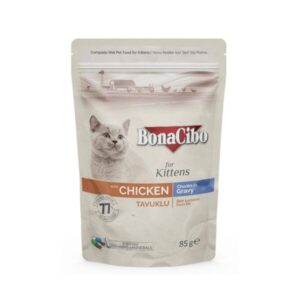 BonaCibo Kitten Wet Cat Food Chicken Chunks in Gravy 85g