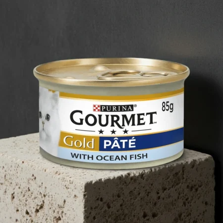 Purina Gourmet Gold Pate with Ocean Fish wet cat food can for adult cats