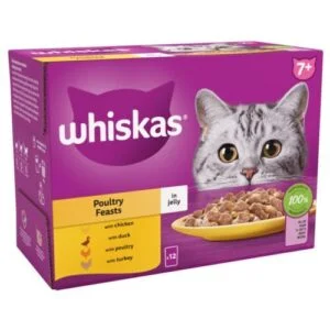 Whiskas Senior 7 Poultry Feasts in Jelly Cat Food Pouches Reem