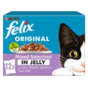 Felix Original Mixed Selection in Jelly- Tuna Chicken Beef Salmon with Trout