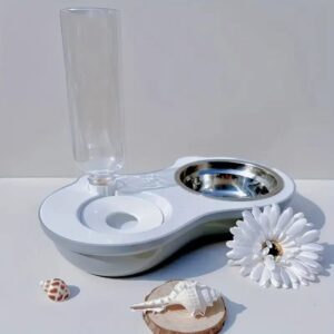 Cat Steel Food Bowl with Water Bottle