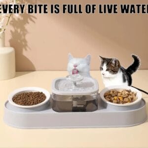Cat Water Fountain with Double Bowls
