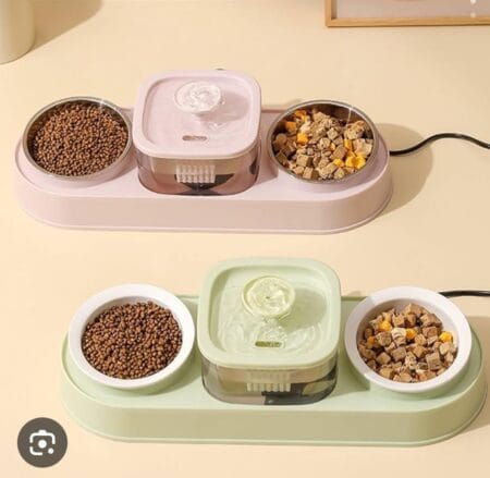 Cat Water Fountain with Double Bowls