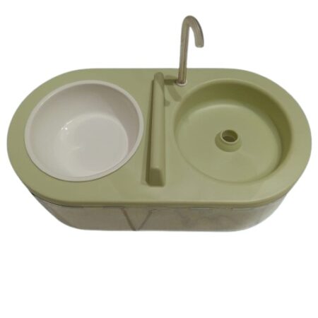 Food and water dispenser with tap