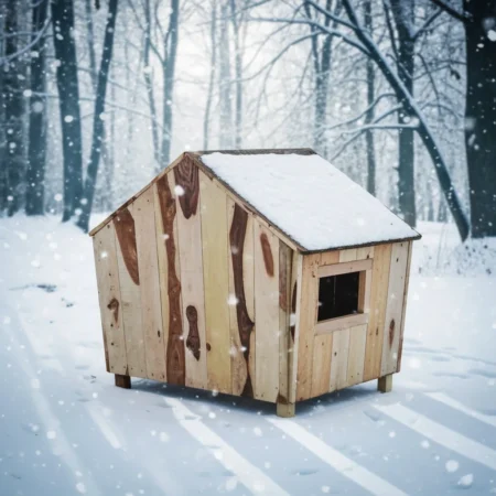 Wooden dog kennel back view with slanted roof – weatherproof wooden dog house Pakistan