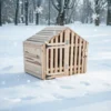 Wooden dog kennel with hatch and latch gate