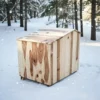Wooden dog kennel side view in snow – pure wood, sturdy outdoor pet shelter Pakistan