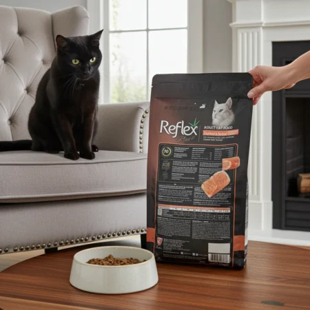 Reflex Plus Hairball and Indoor with Salmon ingredients list – premium indoor cat food formula Pakistan