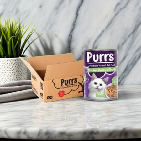 Purrs Cat Food Chicken Shreds in Broth 400g wet food tin for adult cats