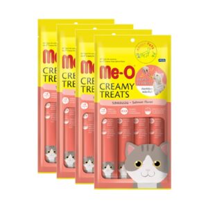 Meo Creamy Treats Salmon Flavor 70g pack with 4 creamy sticks for cats