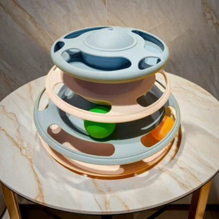 Tower of Tracks Cat Toy 3 Tier Interactive Ball Track Toy for Cats